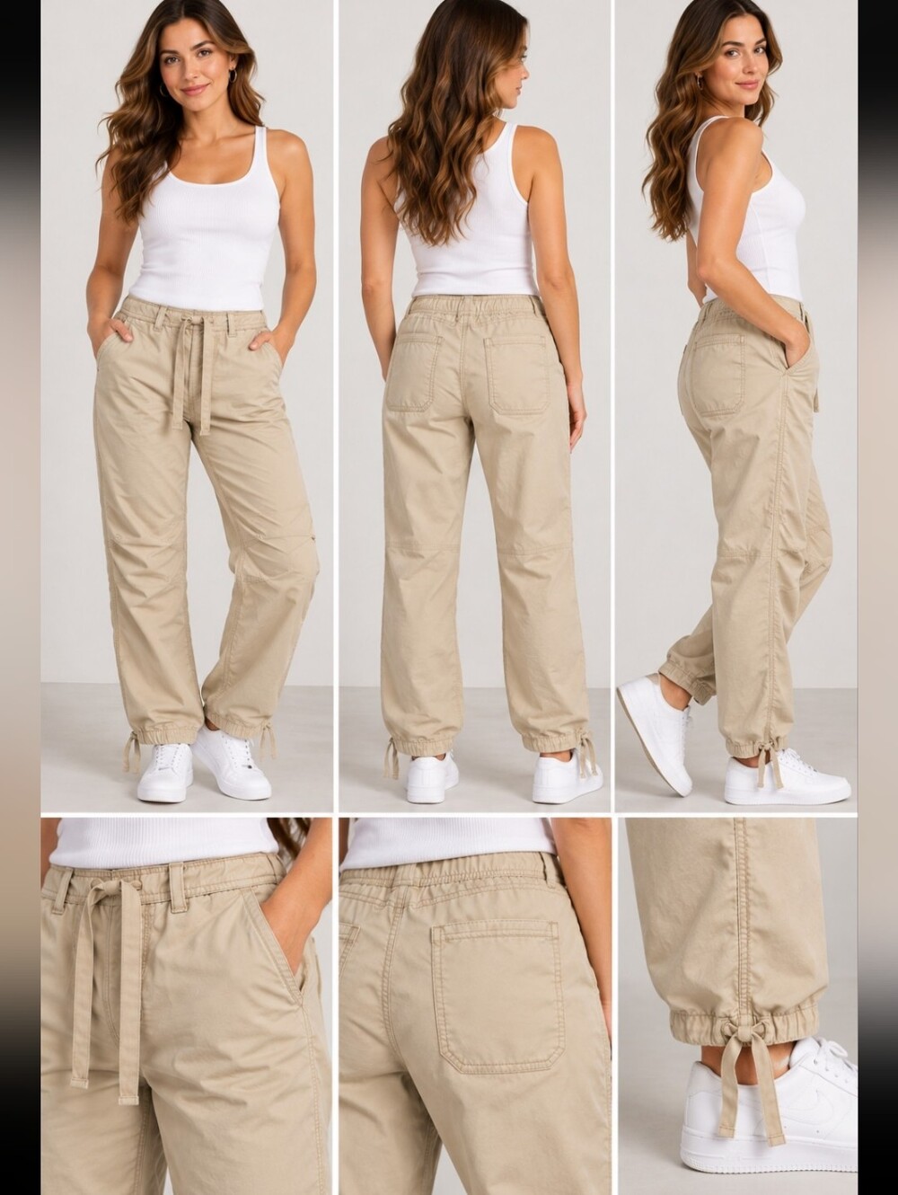 Old Navy Women’s Large Khaki Cargo Utility Pants Classic Rise Cotton NWT